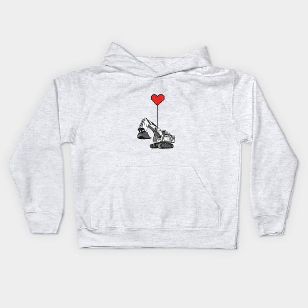 i Love Excavator Kids Hoodie by damnoverload